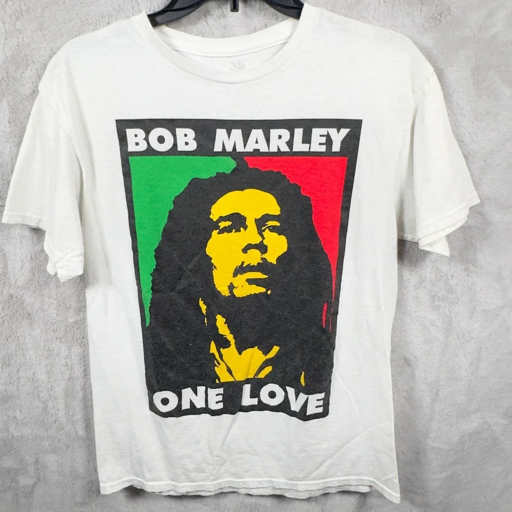 Zion Sportswear Bob Marley One Love Graphic T Shirt White Mens Size M